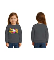 Unisex Hello Kity Baskılı Çocuk Swaetshirt 3 İplik Şardonlu (Füme)
