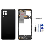 Samsung Galaxy A22 - SM-A225F 4G FULL Kasa Arka Kapak Takım SİYAH - TAMİR SETİ