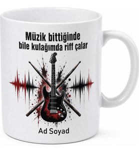 Rock Dinleyen Arkadaşa Bateri Solo Elektro Gitar Asi Ruh Kupası Hediye Bardak