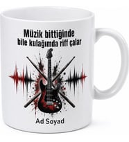 Rock Dinleyen Arkadaşa Bateri Solo Elektro Gitar Asi Ruh Kupası Hediye Bardak