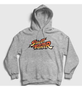 Presmono Unisex Gri Logo Oyun Street Fighter Kapüşonlu Sweatshirt 324231tt (Gri)