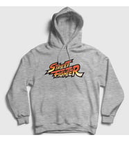 Presmono Unisex Gri Logo Oyun Street Fighter Kapüşonlu Sweatshirt 324231tt (Gri)