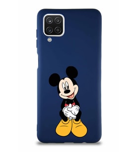Samsung Galaxy A12 Soft Premier Kapak Mickey Mouse-A Tasarımlı Silikon Kılıf - Lacivert (Şeffaf)
