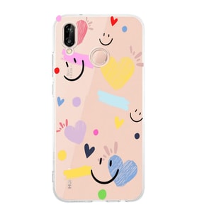 Huawei P20 Lite Uyumlu Baskılı Yumuşak Silikon Şeffaf Telefon Kılıfı