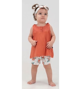 MİNİWORLD BABY 16563 Kız Bebek Many Flowers Tarçın Şortlu Takım (Karışık)