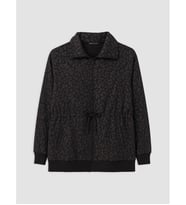 LCW Modest Siyah Leopar Desenli Kadın Fermuarlı Sweatshirt