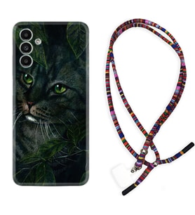 Samsung A23 A31 A32 A50 A51 A52 A53 A70 Kılıf Boyun Asklı Rasta Silikon Flowers Cat 1345