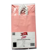 Büküm Saplı Kraft Kağıt Çanta Karton Hediyelik Poşet Torba - Pembe - 18x24 Cm. -25 Adetlik 4 Paket
