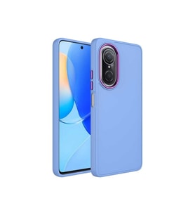 Huawei Nova 9 SE Uyumlu Kılıf Metal Çerçeve ve Buton Tasarımlı Silikon Zore Luna Kapak (Lila)