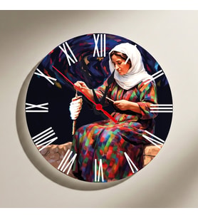 Jina Bi Teşî - Teşili Kadın Tasarımlı Roma Rakamlı Duvar Saati (Krem)