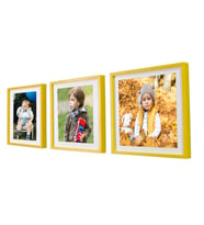 Yapışan Kare 3 lü Fotoğraf Çerçevesi Sarı +resim baskısı