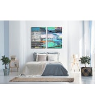 Tablolife Matna Voda İkili Set Yağlı Boya Dokulu Tablo 75X100,Çerçeve;Gold