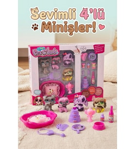 4'lü Sevimli Miniş Köpekler ve Aksesuarlı Veteriner Oyun Seti - Eğitici Figür Oyuncak