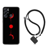 Tecno Pova Neo Kılıf Silikon Boyun Askılı İpli Desenli Silikon Red Moon 1710