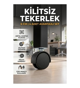 6 cm Kilitsiz Mobilya Tekerleği – Masa ve Koltuk İçin 4'lü Set