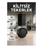 6 cm Kilitsiz Mobilya Tekerleği – Masa ve Koltuk İçin 4'lü Set