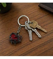 Gotik Kalp Anahtarlık Kırmızı Siyah Metal Unisex Aksesuar