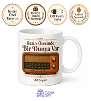 Radyo Temalı Retro Baskılı Kupa Bardak Hediye Nostaljik Tasarım Mug