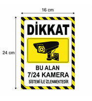 Dikkat Bu Alan Kamera ile izlenmektedir 30x42 Cm A3 Boyut Folyo Baskı Sticker, Kamera Uyarı Levhası