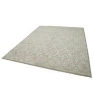 Bej Halı Modern Geometrik Motifli Bordür Detaylı El Dokuma Salon Halısı Klasik Stil