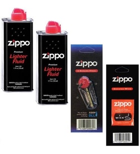 Zippo Çakmak İkmal Seti 2 Adet Benzin +1 Taş +1 Fitil