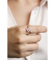 925 Ayar Gümüş Kalp Figürlü Rose Yüzük - Y016401