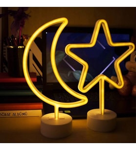 Ay Yıldız Neon Led Gece Lambası Usb Ve Pilli