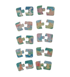 Hayvanlar ve Bebekleri Animal With Babies / 20 Parça Puzzle Yapboz Ahşap Eşleştirme Seti (Çok Renkli)