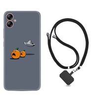 Samsung Galaxy A04E Kılıf Resimli Boyun Askılı İpli Desenli Silikon Orange Escape 1374
