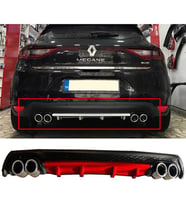 Renault Megane 4 HB Kırmızı Difüzör Çiftli Yuvarlak Egzoz Görünümlü D Tip Difizör