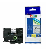 PUUN®Brother P-Touch TZE-M961 36MM x 8m Mat Gümüş Üzerine Siyah Muadil Laminasyon Etiket Şeridi (Çok Renkli)