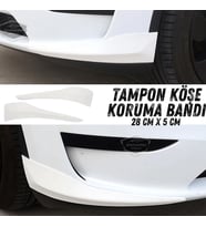 Üniversal Esnek Tampon Köşesi Koruma Bandı Tampon Köşe Koruyucu Şerit Yumuşak 2 Parça Beyaz 28 cm