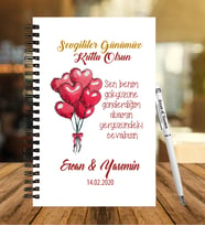 Sevgililer Gününe Özel  Ahşap Defter Kalem Hediye Seti 28