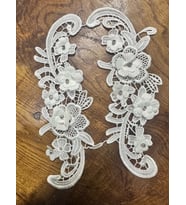 2 Lİ BEYAZ ZİRKON TAŞLI NAKIŞ İŞLEME APLİKE SET 24X8 CM