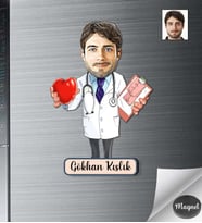 Kişiye Özel Kalp Doktoru Erkek Ahşap Magnet -1