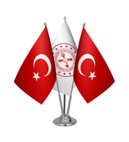 Masa Üstü Hazine Bakanlığı Bayrağı Türk Bayrağı Üçlü Krom Direk Masa Bayrak Seti