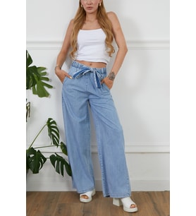 Kadın Rahat Kesim Beli Lastikli İ̇nce Kot Pantolon