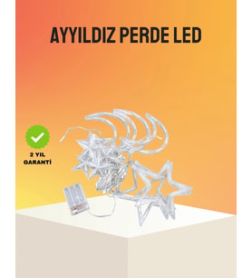 Yıldız Ve Ay Figürlü Prizli Perde Led Işık Romantik Ortam Aydınlatması