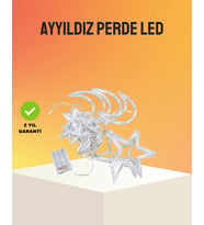 Yıldız Ve Ay Figürlü Prizli Perde Led Işık Romantik Ortam Aydınlatması
