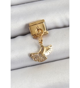 316L Çelik Sallantılı Zirkon Taşlı Balık Kuyruğu Model Gold Renk Nomination C - SSSSSS1602-4