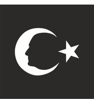 Ayyıldız ve Atatürk Silüeti Sticker17x17 Cm Beyaz