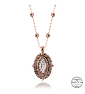 Swarovski Crystal Taşlı Rose Top Zincir Oval Gümüş Kadın Kolye