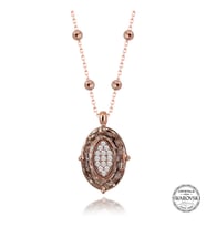 Swarovski Crystal Taşlı Rose Top Zincir Oval Gümüş Kadın Kolye
