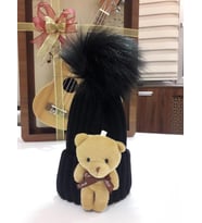 Peluş Ayıcıklı Çocuk Beresi 2 - 8 Yaş Siyah
