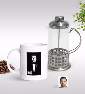 BK Gift Kişiye Özel Godfather Baba Silüet Tasarımlı Kupa & French Press Seti-8 (Model 1)