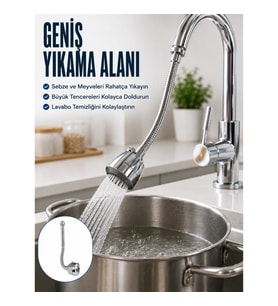 Mey İthalat® Esnek Spiral Musluk Uzatma Fıskiyesi Su Tasarruflu Ayarlanabilir Musluk Başlığı