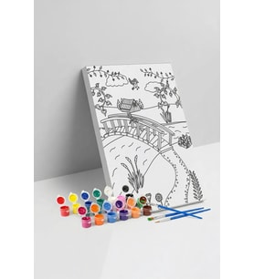 Köprü Manzaralı Mandala Tuval Boyama Seti 40x50 cm