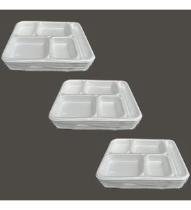 Dağyüce Tek Kullanımlık Köpük 5 Bölmeli Tabldot Köpük Tabak - 26.5x35 Cm. - 10 Adetlik 3 Paket