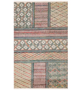 Bespoky Eberndorf Mavi Patchwork Pamuklu El Dokuması Alan Halısı