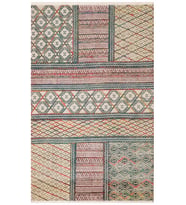 Bespoky Eberndorf Mavi Patchwork Pamuklu El Dokuması Alan Halısı